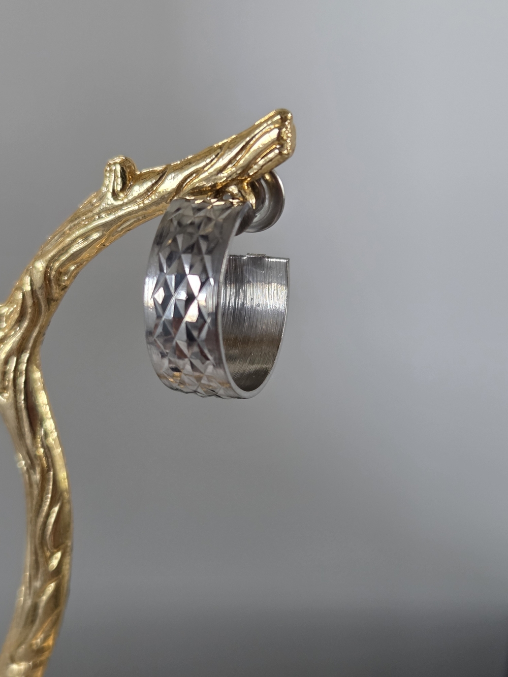 Silver Textured Hoop Earring - Women's Jewelry